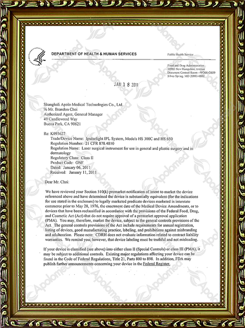 IPL 治療システム - FDA