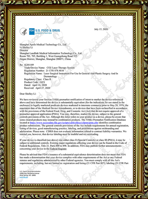 Co2 レーザー治療システム 米国 FDA