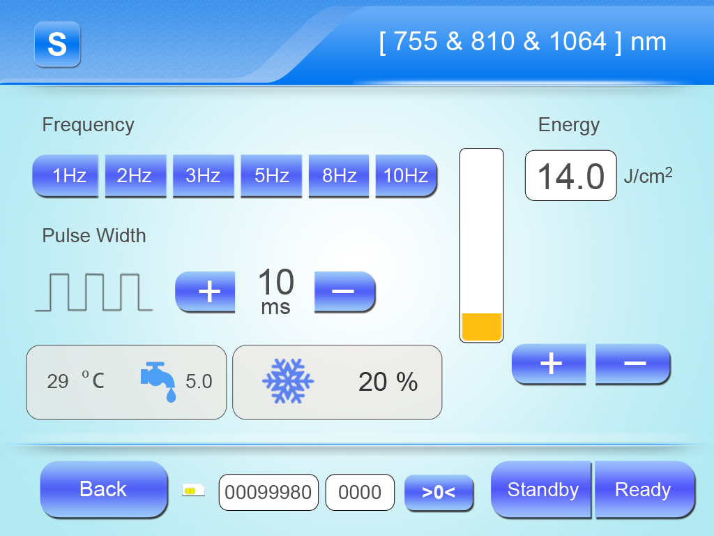 808nm ダイオード レーザー装置の画面